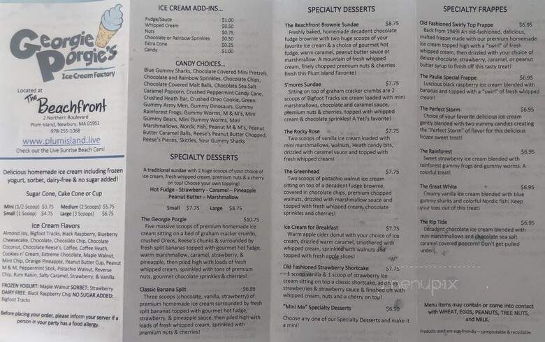 Jeanne's - Newbury, MA menu_pic