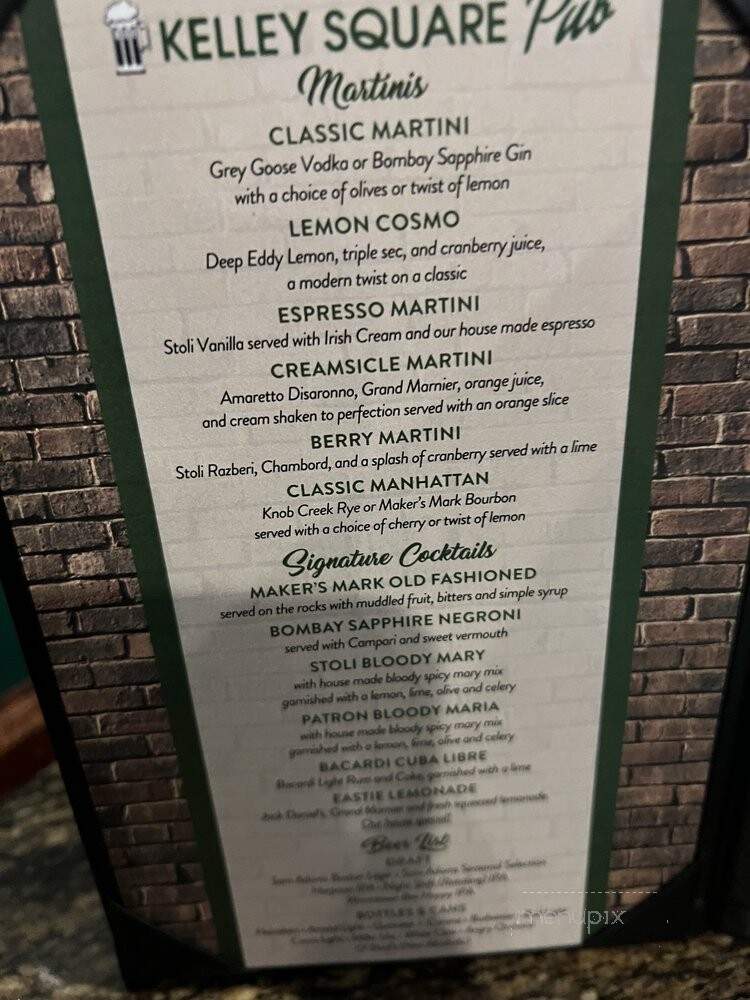 Kelly's Pub - East Boston, MA menu_pic