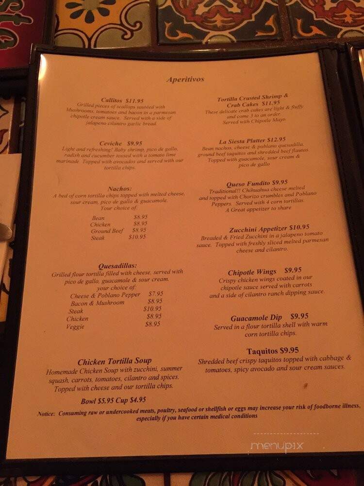 La Siesta Restaurante - Winthrop, MA menu_pic