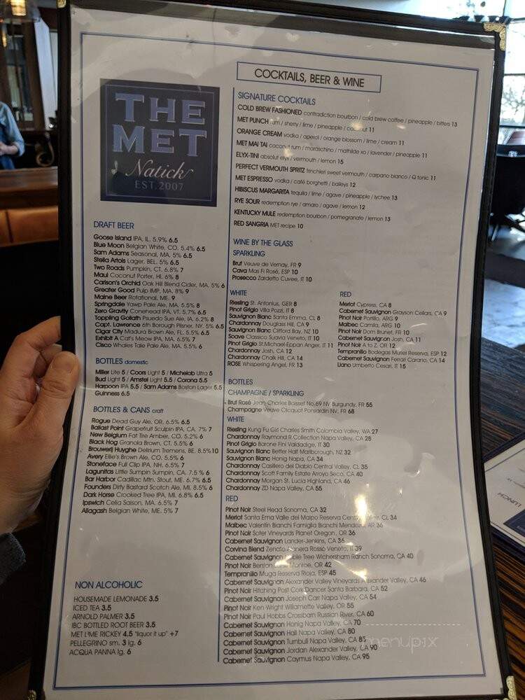 Metropolitan Bar & Grill - Natick, MA menu_pic