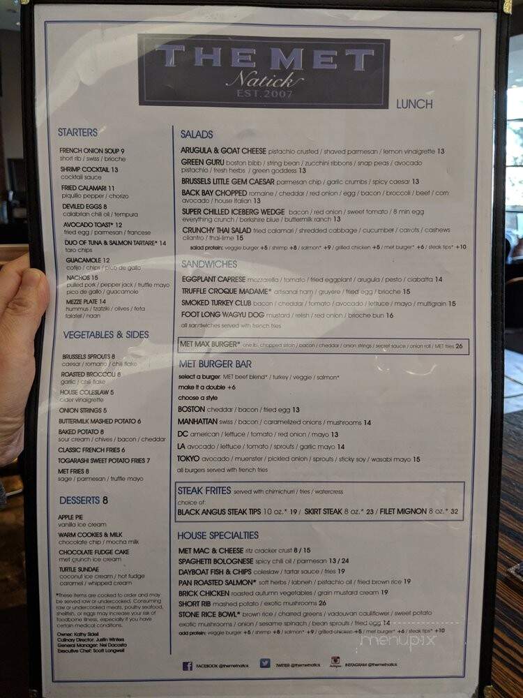 Metropolitan Bar & Grill - Natick, MA menu_pic
