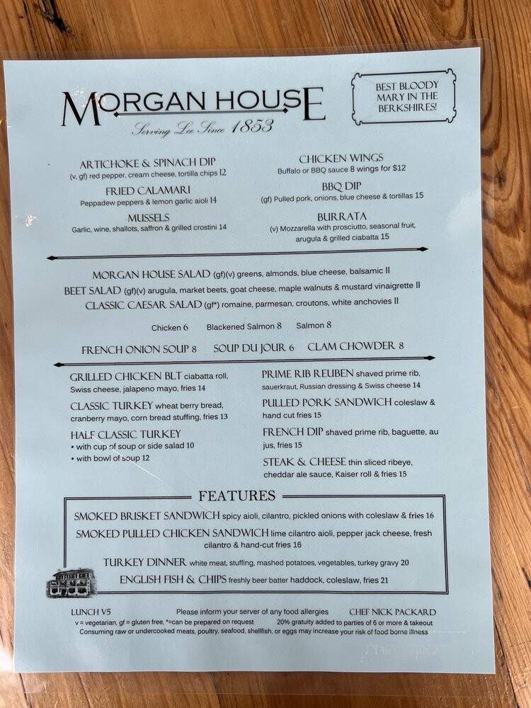 Morgan House - Lee, MA menu_pic