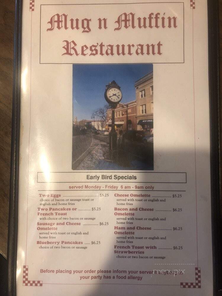Mug N Muffin Restaurant - Norwood, MA menu_pic
