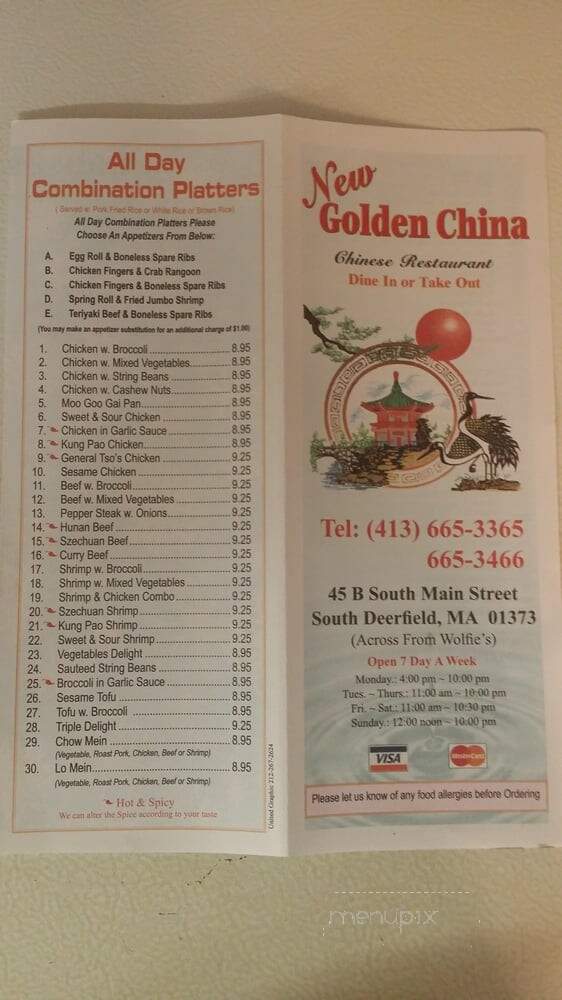 New Golden China Restaurant - South Deerfield, MA menu_pic