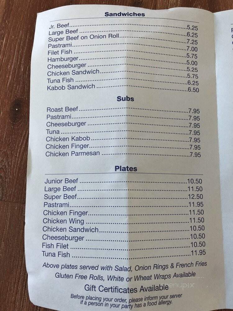 Nick's Roast Beef - Beverly, MA menu_pic