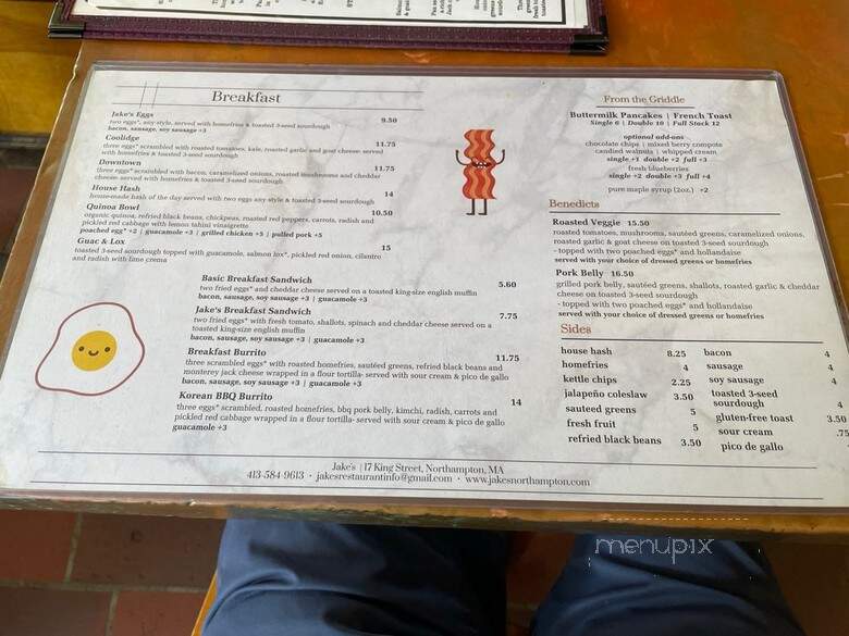 Jake's No Frills - Northampton, MA menu_pic
