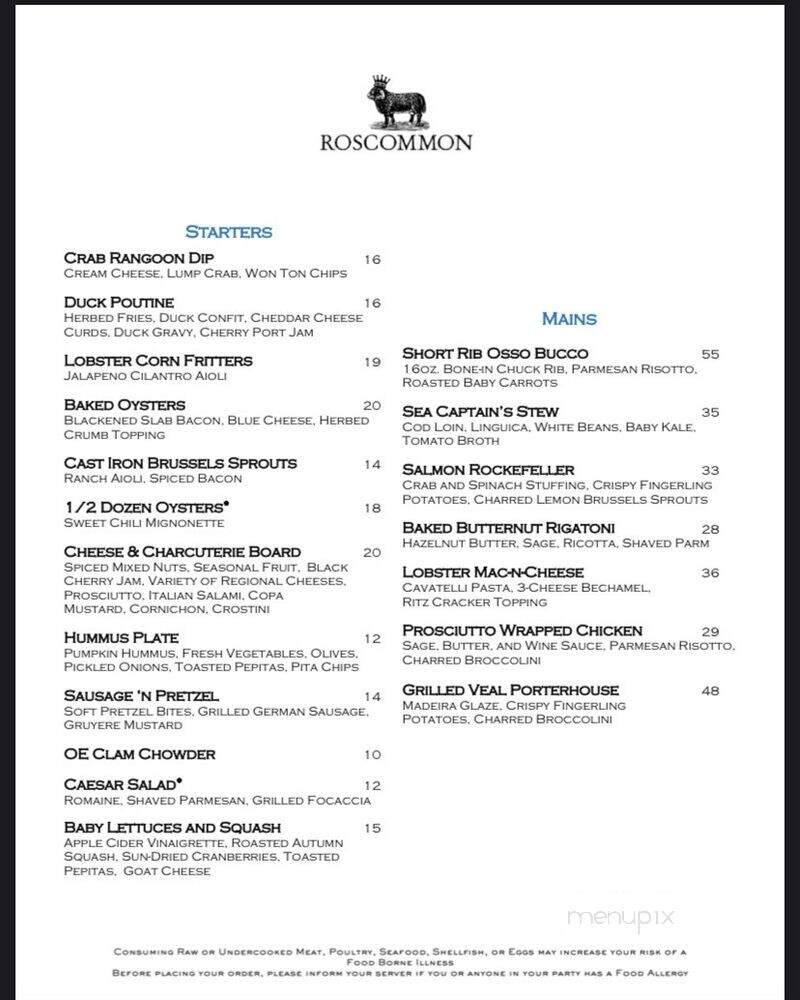 Ocean Grille - Brewster, MA menu_pic
