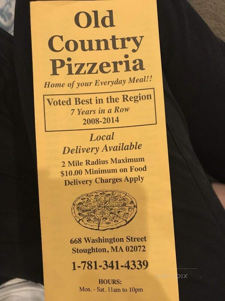 Old Country Pizzeria - Stoughton, MA menu_pic
