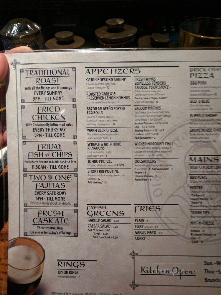 Olde Magoun's Saloon - Somerville, MA menu_pic
