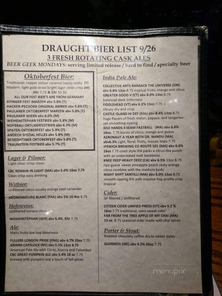 Olde Magoun's Saloon - Somerville, MA menu_pic