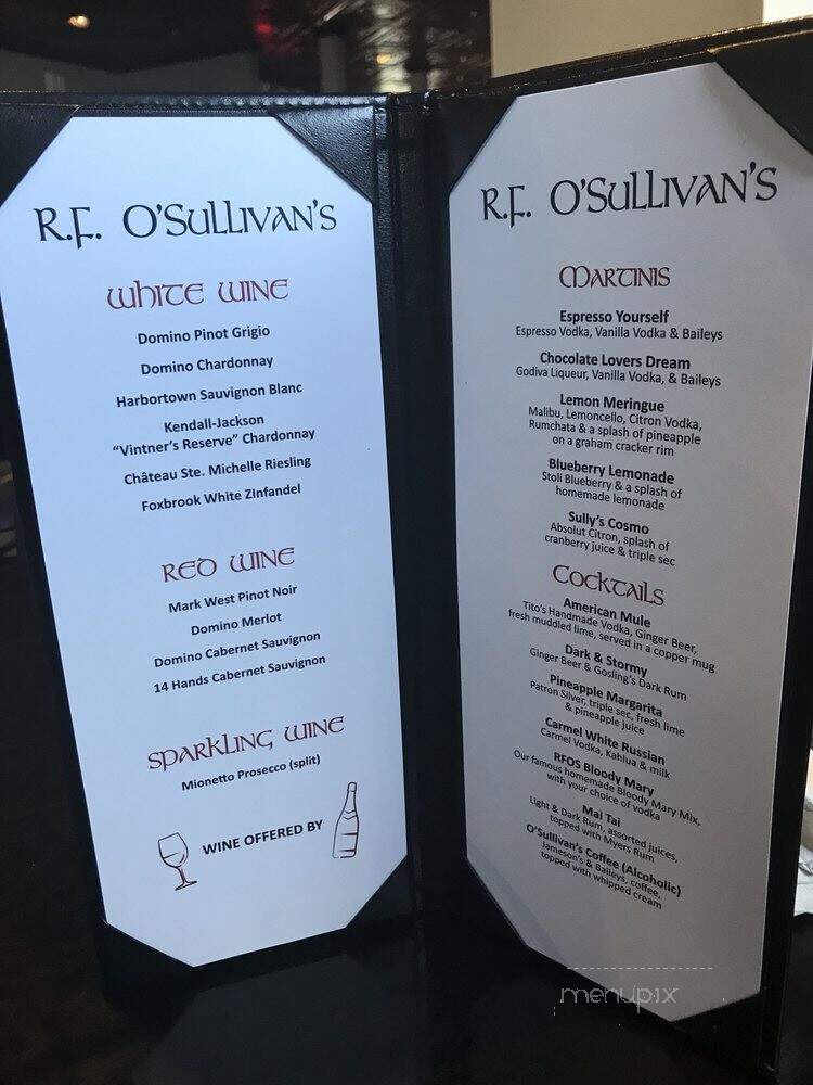 O'Sullivans Pub - Somerville, MA menu_pic