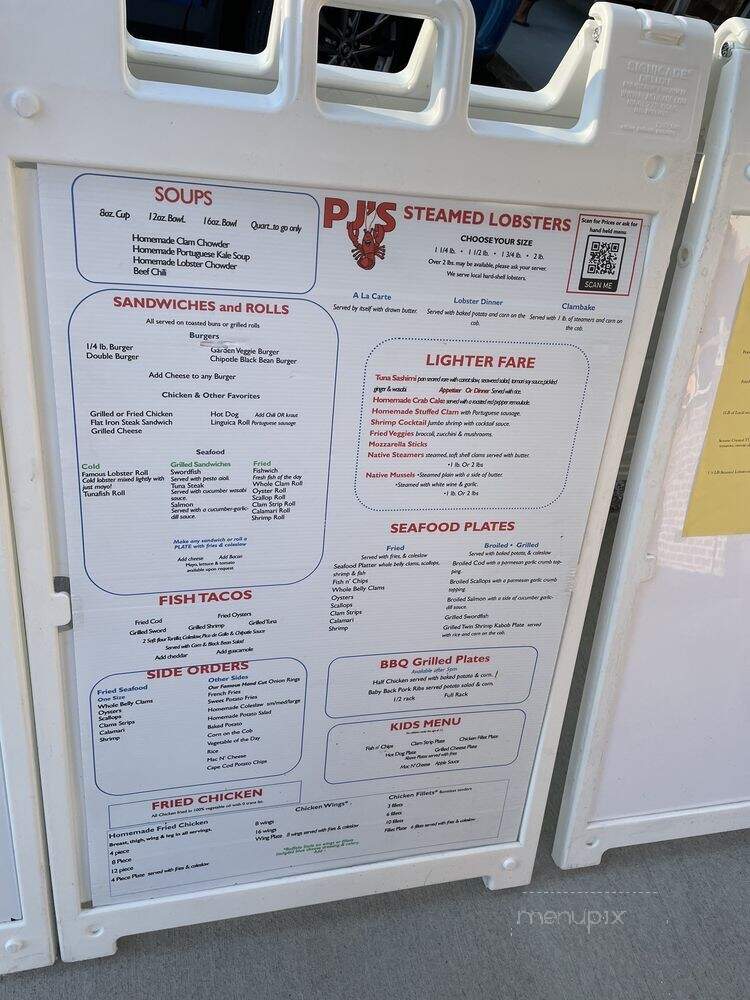 P J's Family Restaurant - Wellfleet, MA menu_pic