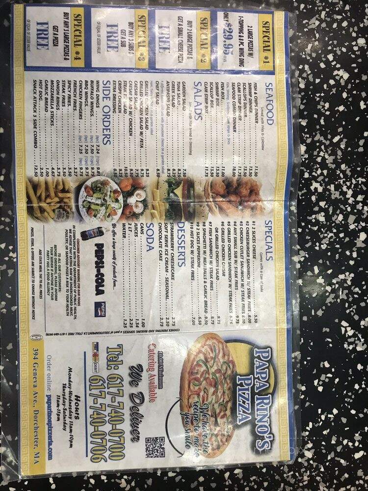 Papa Reno's Pizza IV - Dorchester, MA menu_pic