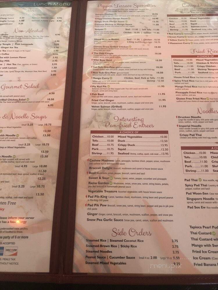 Pepper Terrace Thai Cuisine - Franklin, MA menu_pic