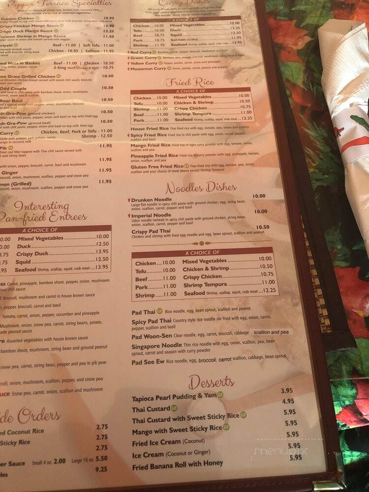 Pepper Terrace Thai Cuisine - Franklin, MA menu_pic