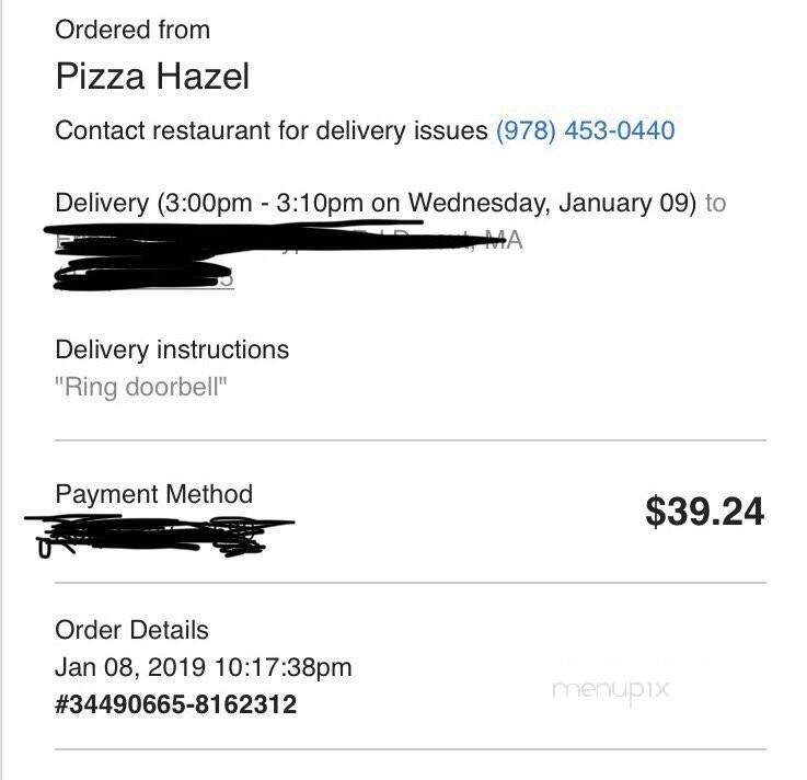 Pizza Hazel Giovanni's - Lowell, MA menu_pic