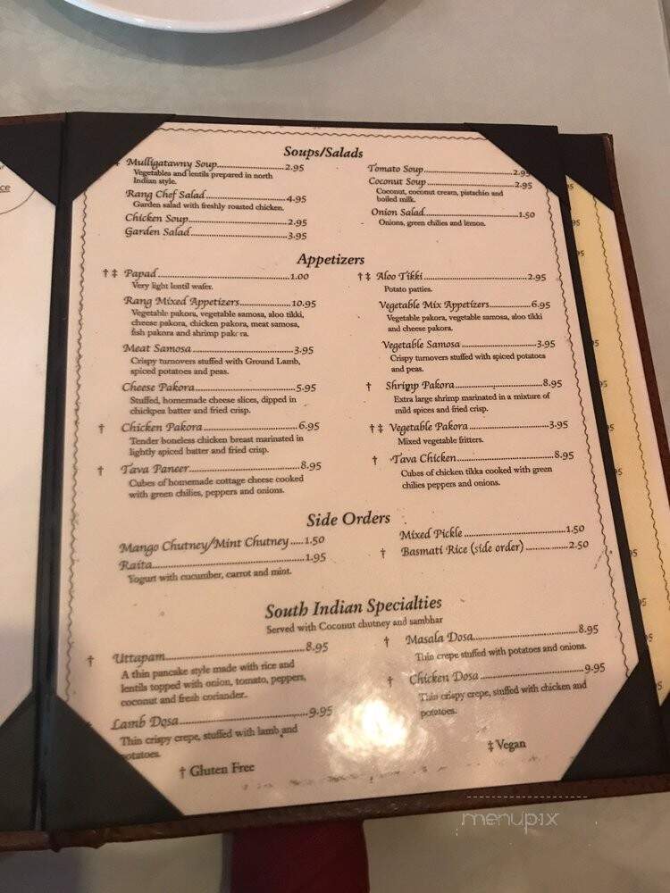 Rang Indian Restaurant - Stoneham, MA menu_pic