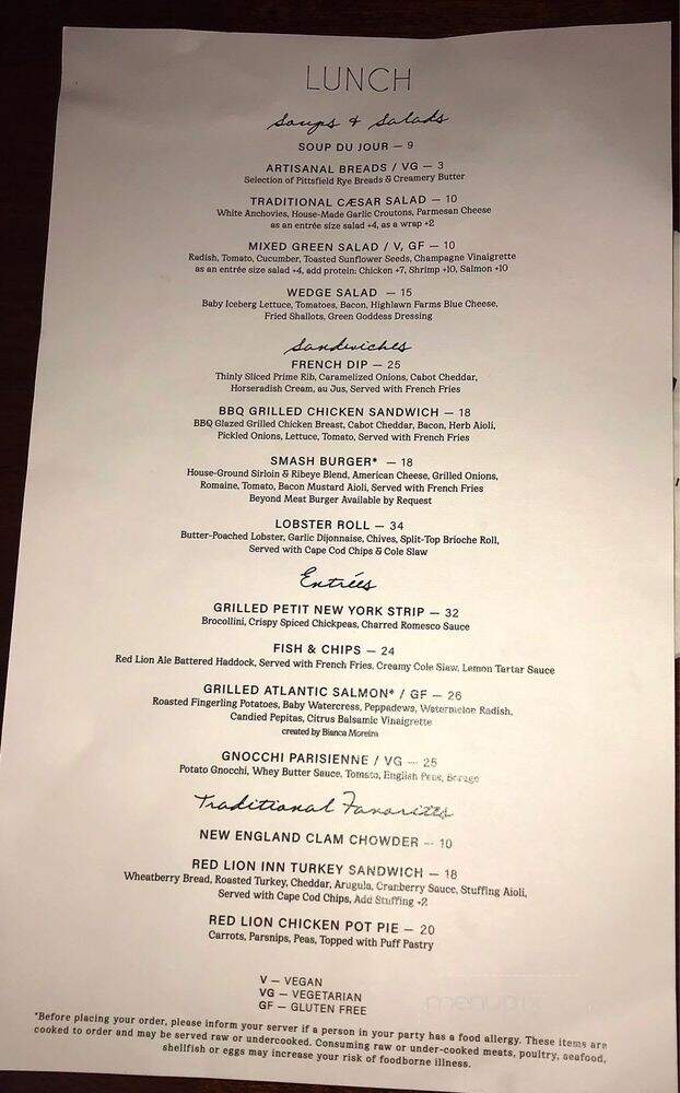 Red Lion Inn - Stockbridge, MA menu_pic