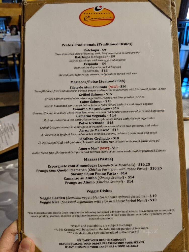 Restaurante Cesaria - Dorchester, MA menu_pic