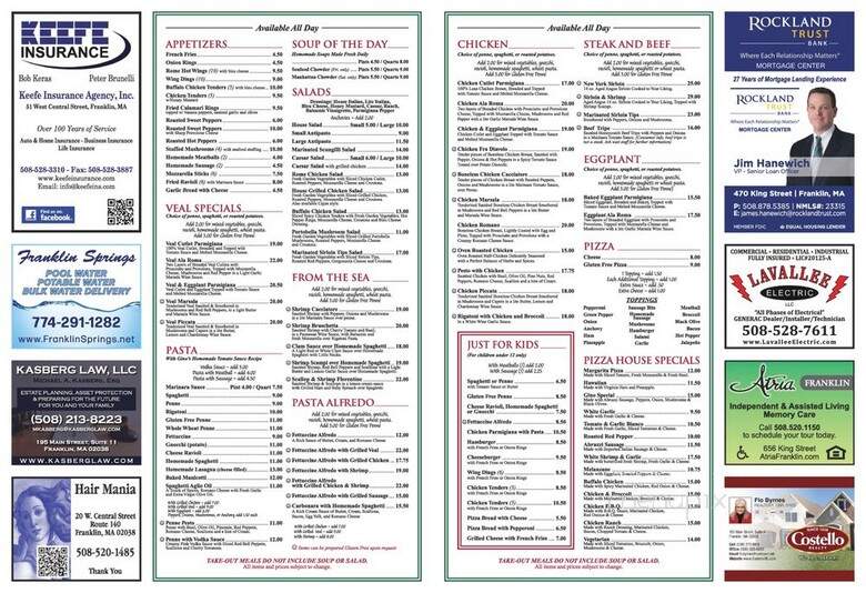 Rome Restaurant - Franklin, MA menu_pic