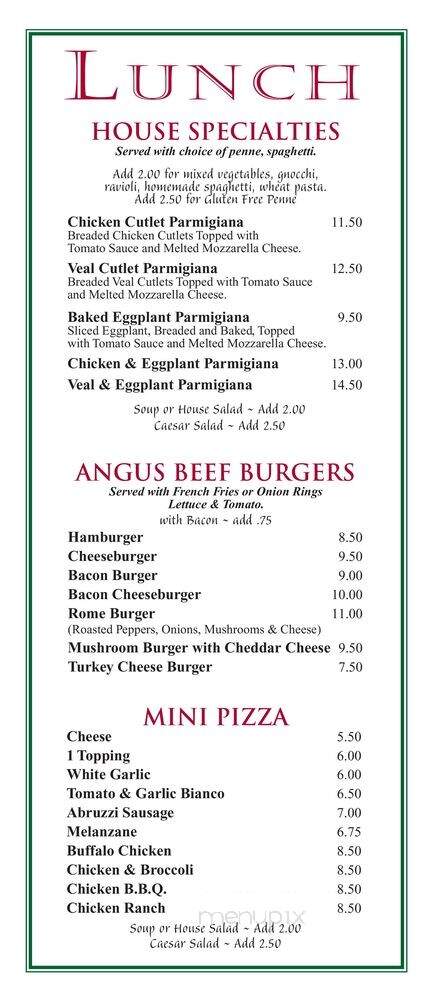 Rome Restaurant - Franklin, MA menu_pic