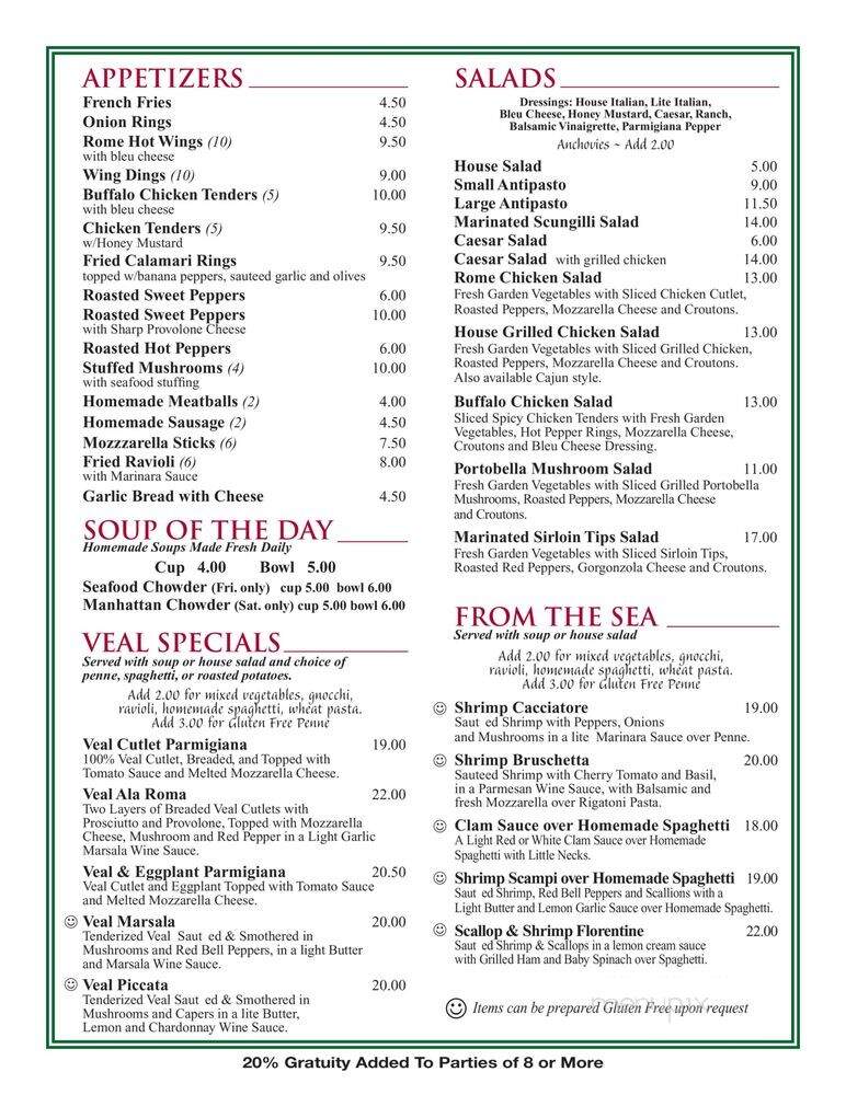 Rome Restaurant - Franklin, MA menu_pic
