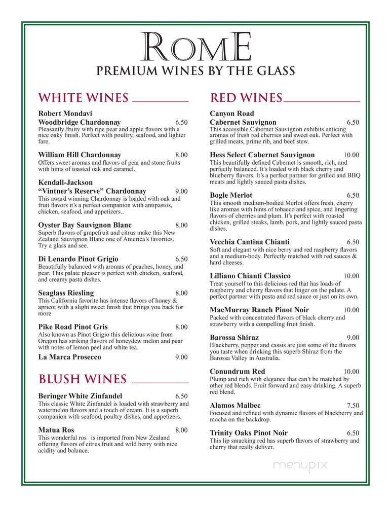 Rome Restaurant - Franklin, MA menu_pic