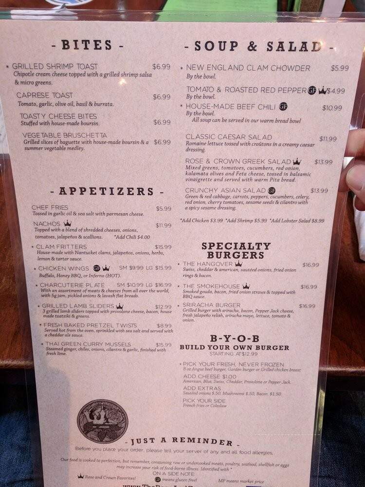 Rose & Crown - Nantucket, MA menu_pic