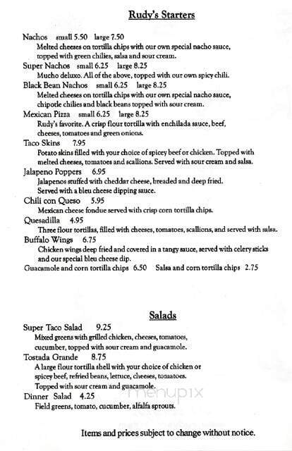Rudy's Cafe - Somerville, MA menu_pic