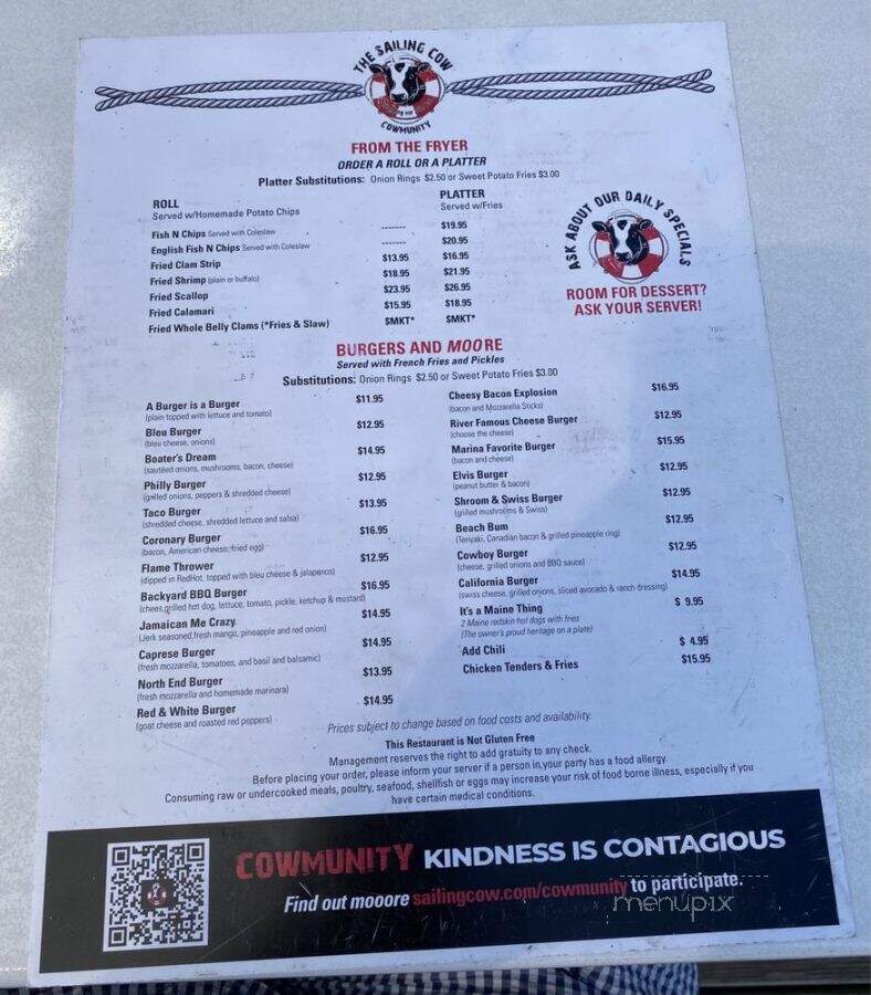 Sailing Cow Cafe - Dennis Port, MA menu_pic