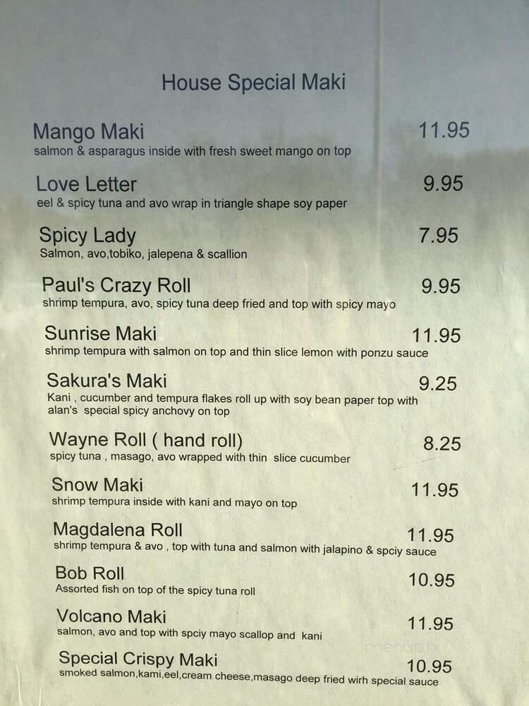 Sakura Japanese Cuisine - Chelmsford, MA menu_pic