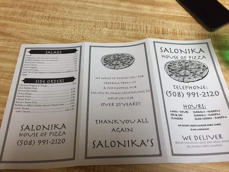 Salonika Pizza - New Bedford, MA menu_pic