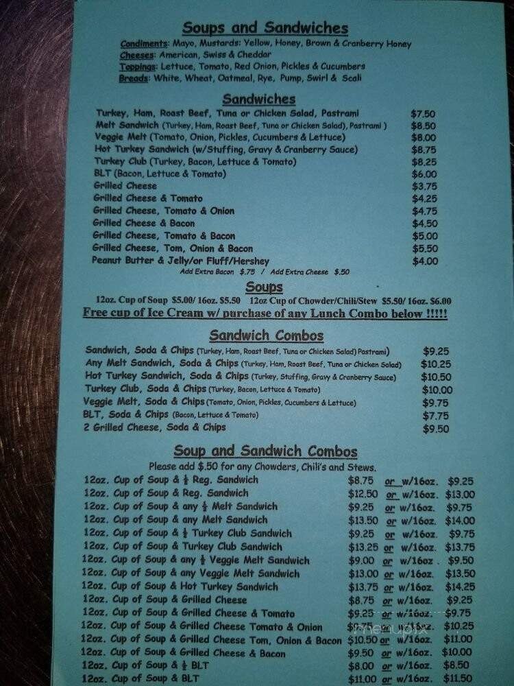 Schoolhouse Ice Cream - Burlington, MA menu_pic