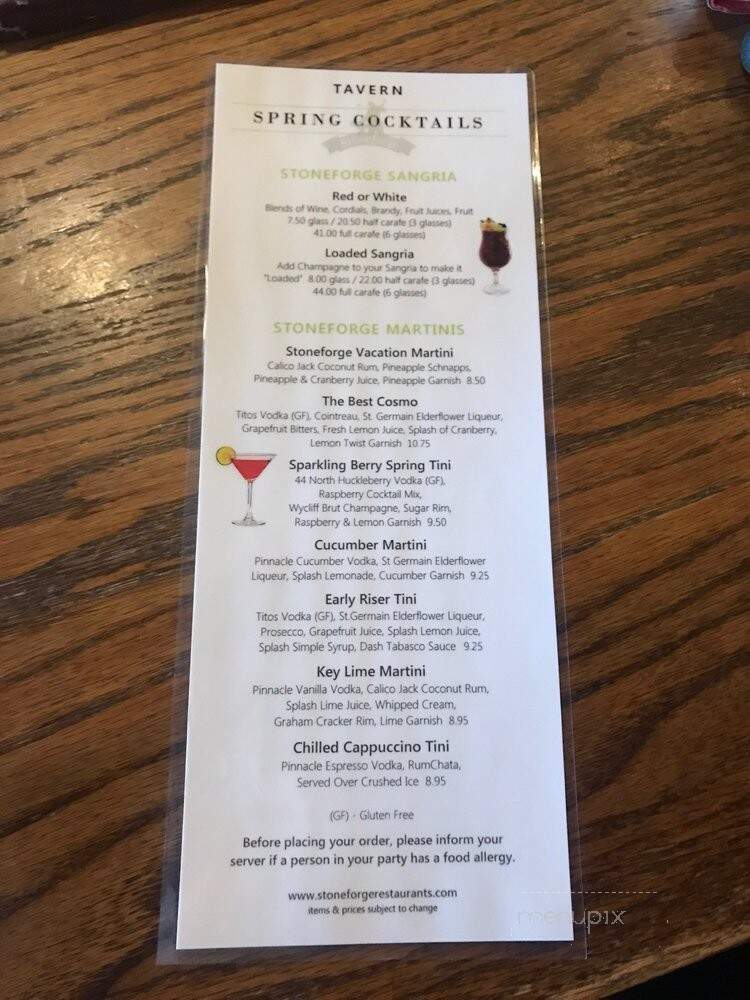 Stoneforge - Raynham, MA menu_pic