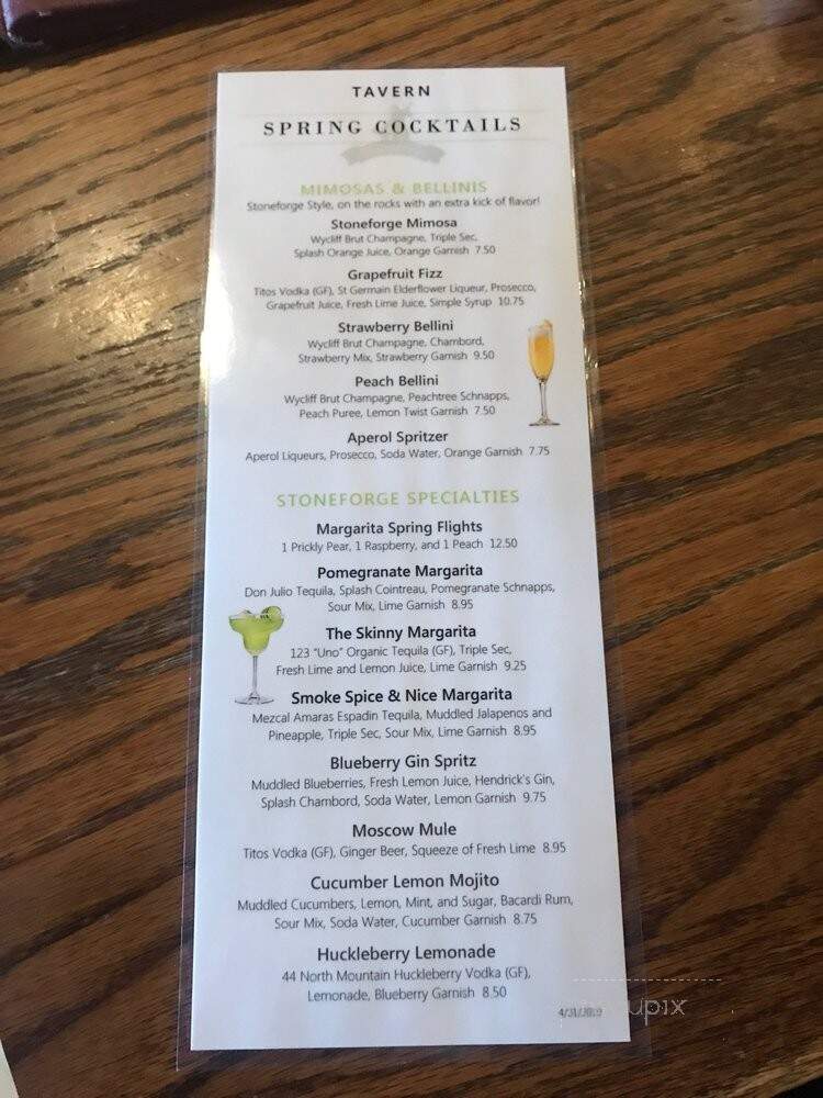 Stoneforge - Raynham, MA menu_pic