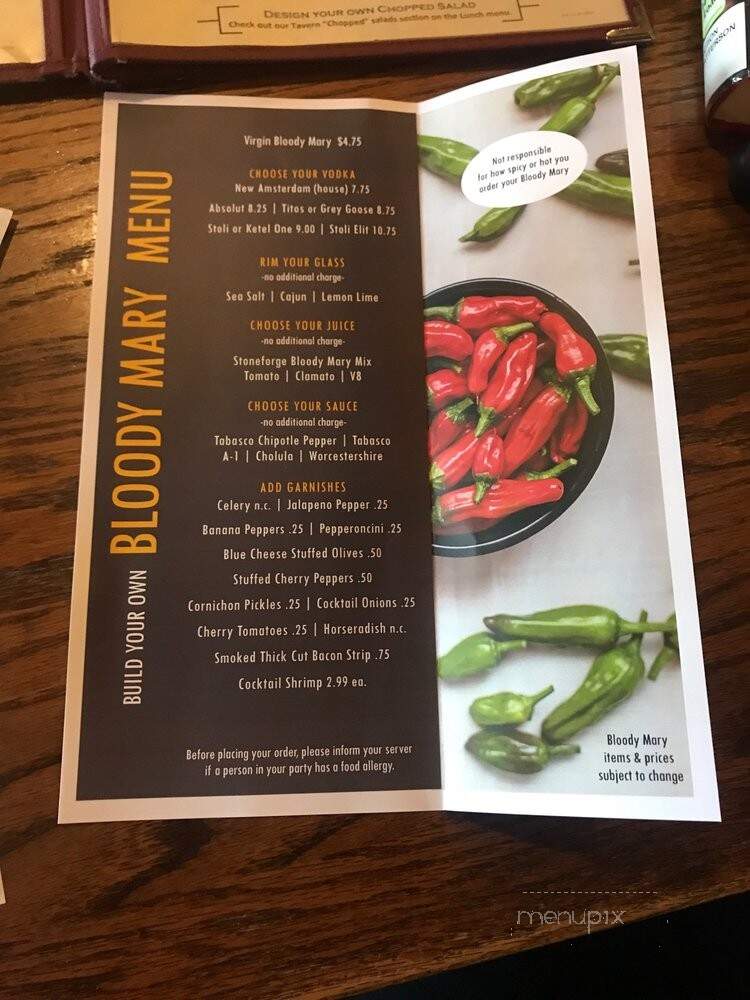 Stoneforge - Raynham, MA menu_pic