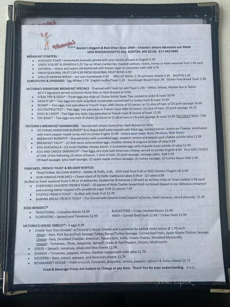 Victoria Diner - Boston, MA menu_pic