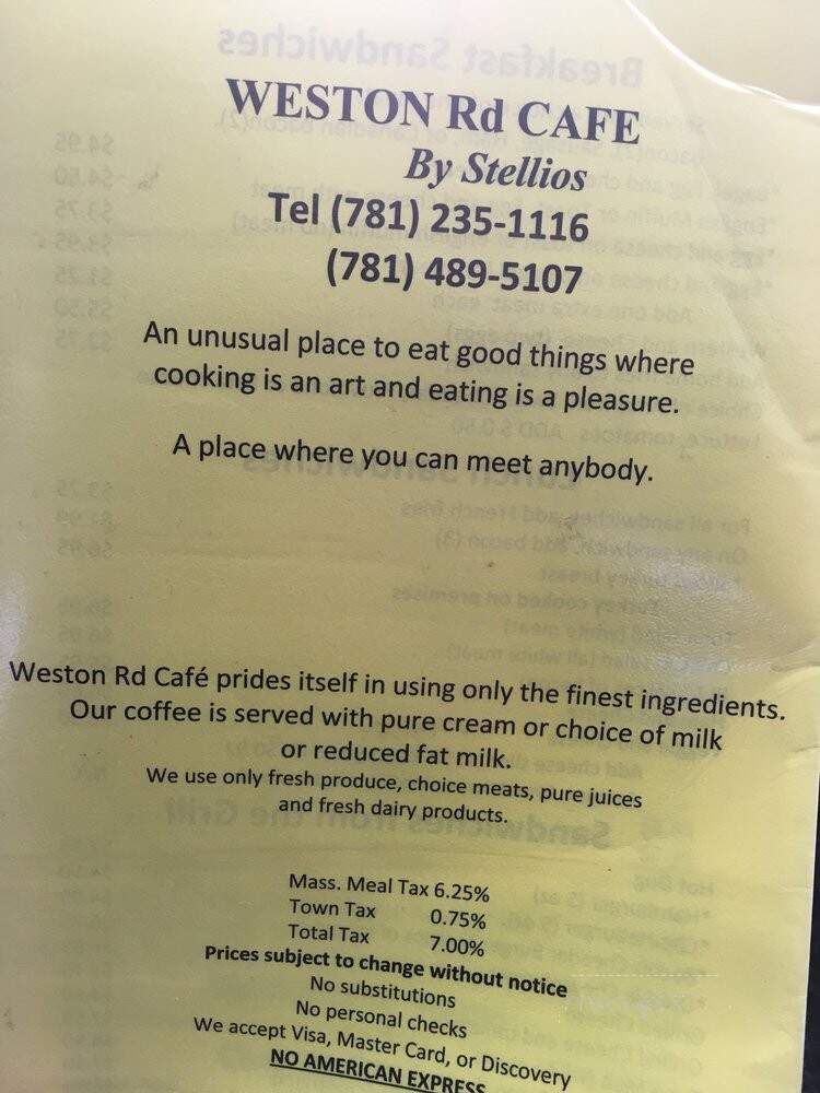 Weston Road Cafe - Wellesley, MA