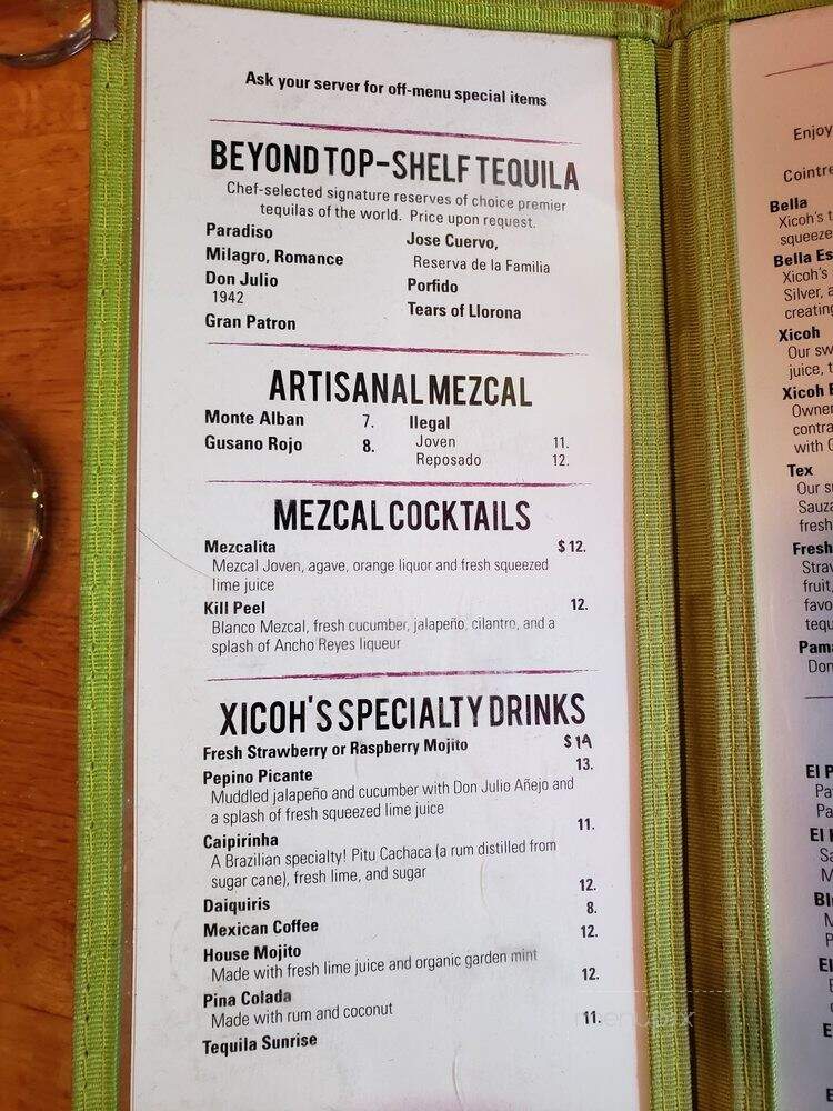 Xicohtencatl Mexican Restaurants - Great Barrington, MA menu_pic