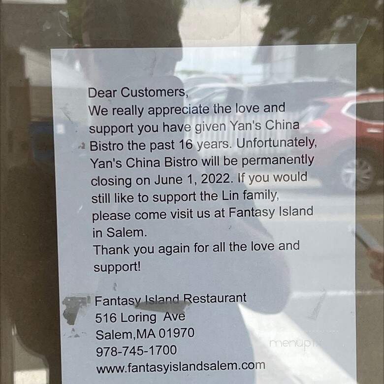 Yan's China Bistro - Swampscott, MA menu_pic