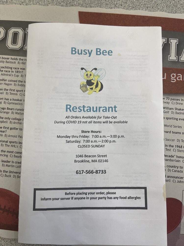 Busy Bee Restaurant - Brookline, MA