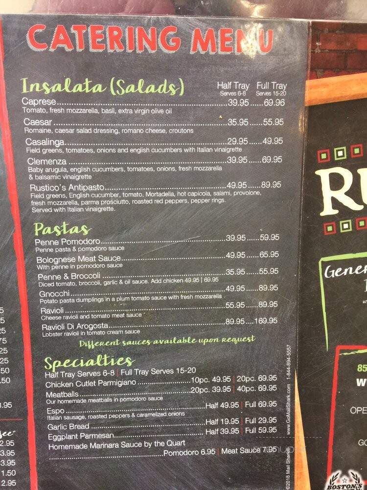 Osteria Rustico - Boston, MA menu_pic