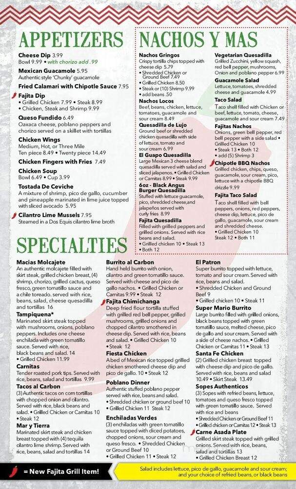 Fajita No 3 - Cumming, GA menu_pic