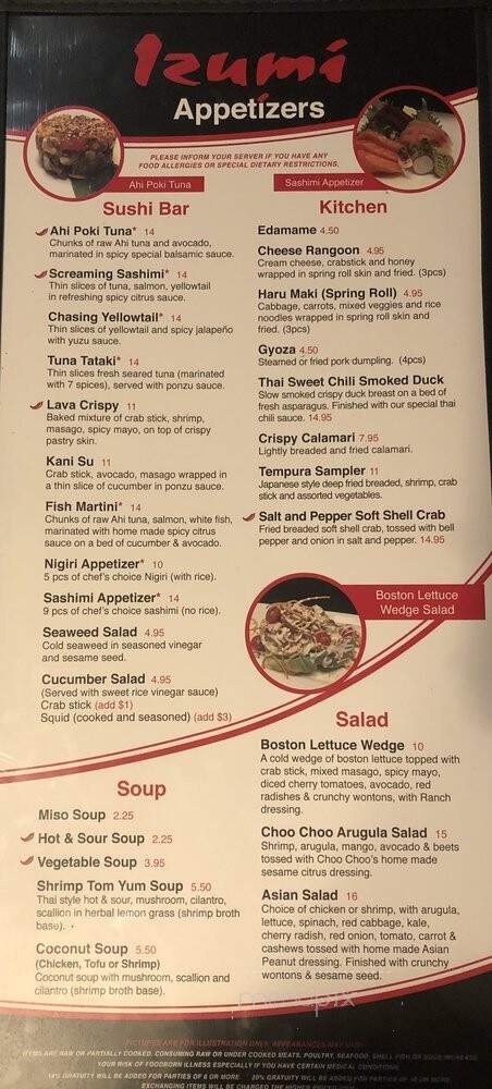 Izumi Sushi House - Cumming, GA menu_pic