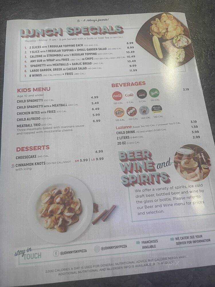 Johnny's New York Style Pizza - Douglasville, GA menu_pic
