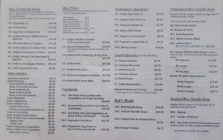 Saigon Noodles - Roopville, GA menu_pic