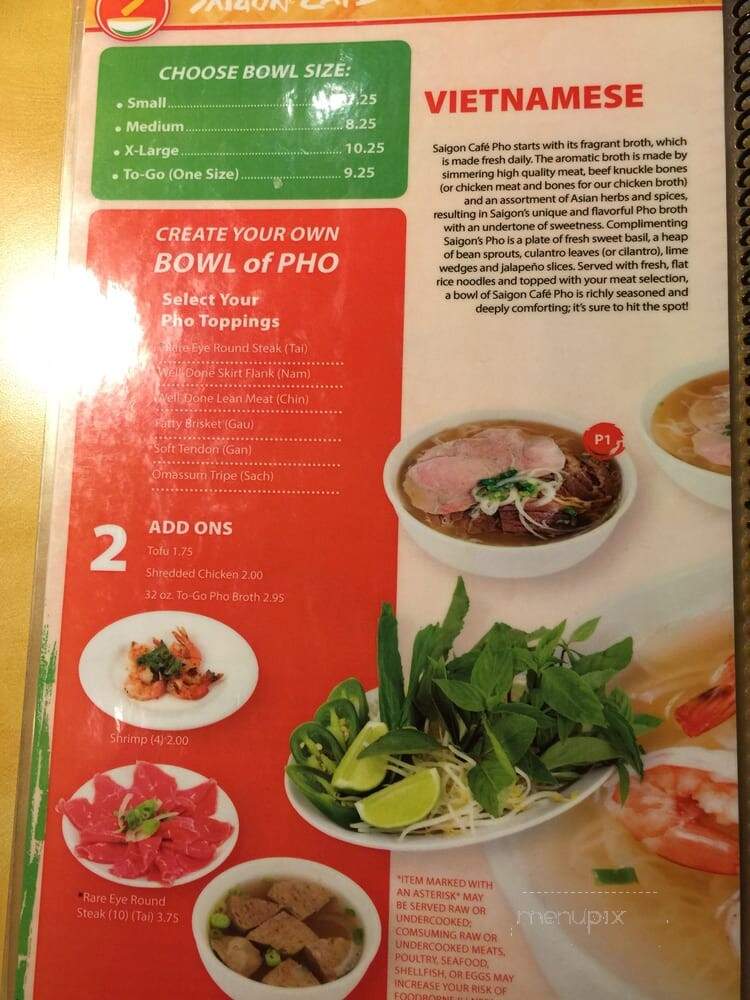 Saigon Coffee - Woodstock, GA menu_pic