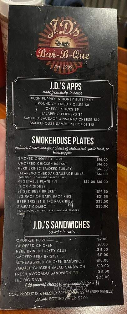 J D Bar-B-Que - Woodstock, GA menu_pic