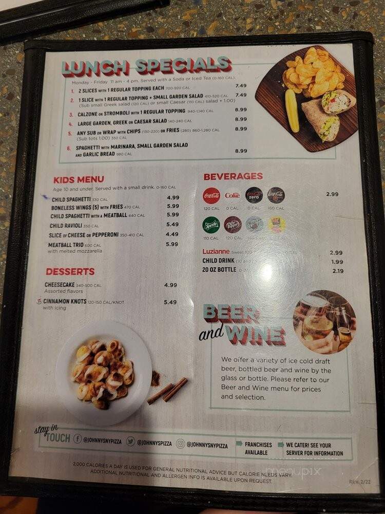 Jonny's Pizza - Woodstock, GA menu_pic