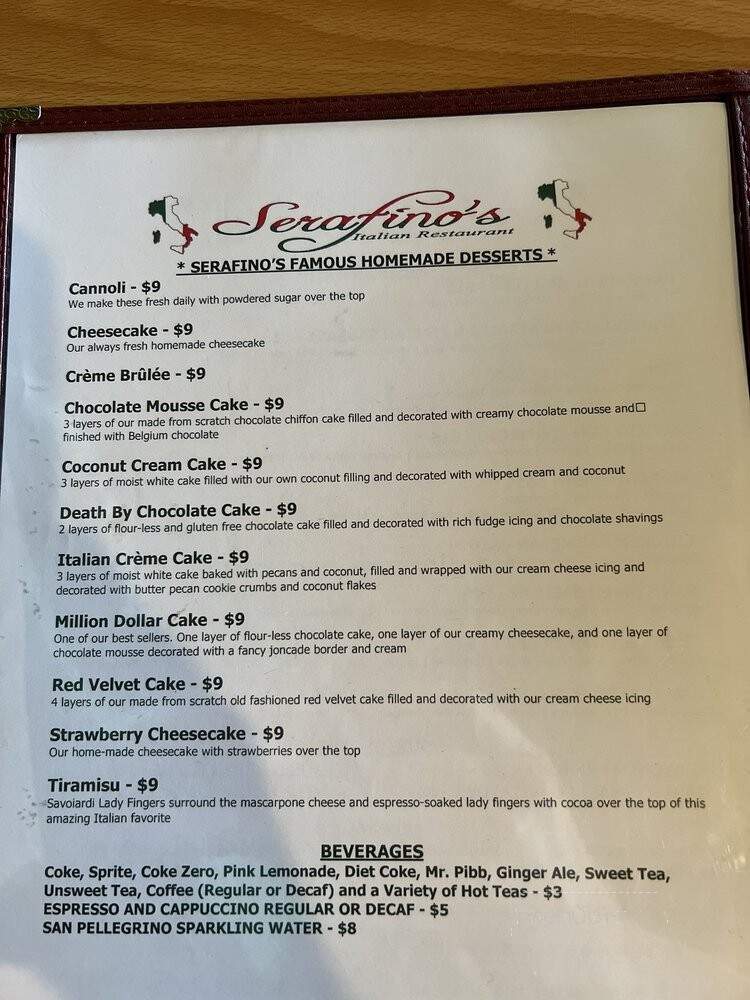 Serafino Italian Restaurant - Morrow, GA menu_pic